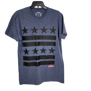 Locked Loaded Mens T Shirt Size M Blue Stars Stripes Graphic Short Sleeve Hustle